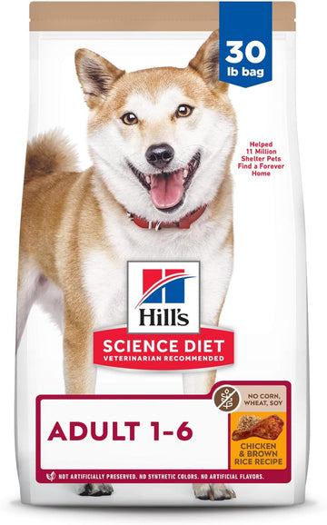 Hill'S Science Diet Adult 1-6, Adult 1-6 Premium Nutrition, Dry Dog Food, No Corn, Wheat, Soy Chicken & Brown Rice, 30 Lb Bag