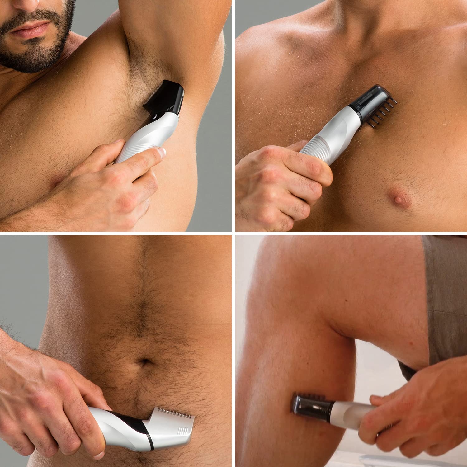 Panasonic Body Hair Trimmer for Men, Cordless Waterproof Design, V-Shaped Trimmer Head with 3 Comb Attachments for Gentle, Full Body Grooming, ER-GK60-S (Silver) : Beauty & Personal Care