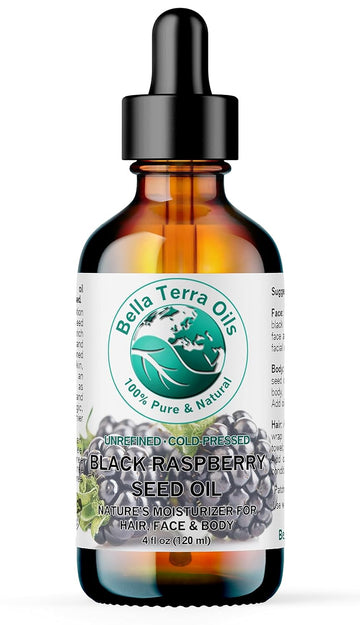 Bella Terra Oils - Black Raspberry Seed Oil 4 oz - Revel in Antioxidant-Rich Essence, Packed with Omega-6 & Omega-9, The Pinnacle of Skin Nutrient Oils