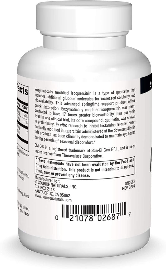 Source Naturals Allerstrength Fast-Acting Seasonal Immune Support - Highly Bioavailable Emiq 17X Quercetin* - 120 Tablets