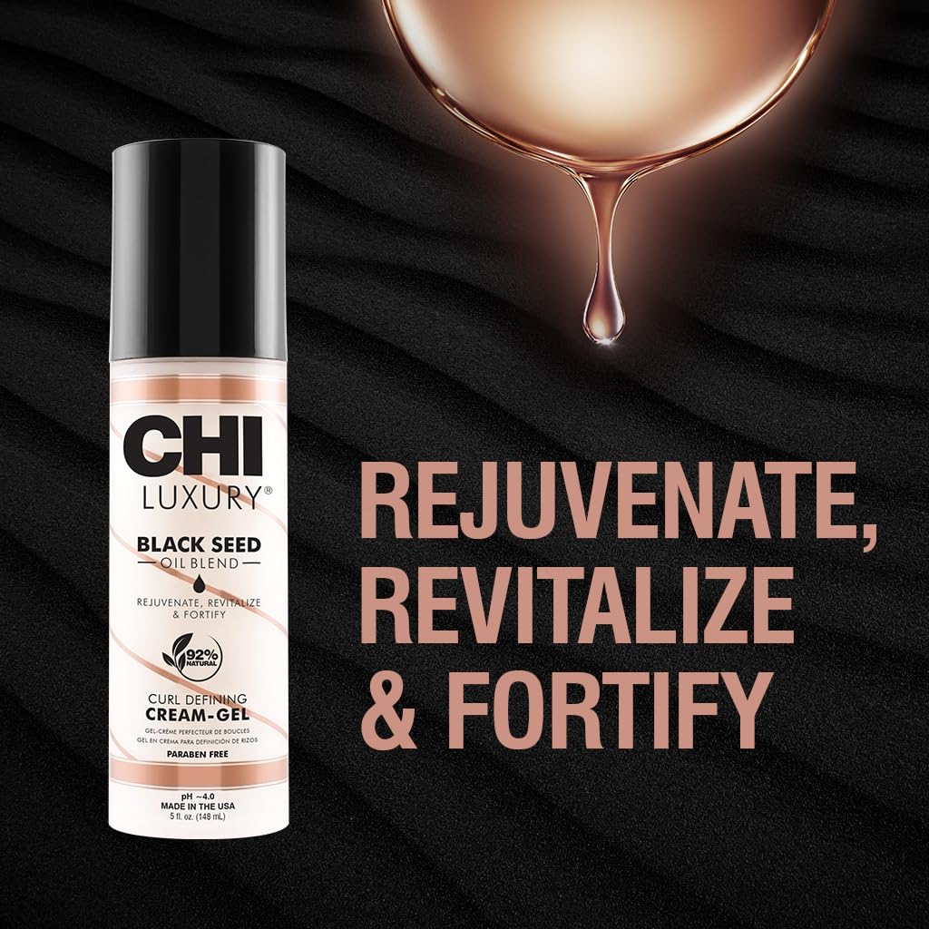 Chi Luxury Black Seed Oil Curl Defining Cream Gel, Defines Curl, Controls Frizz & Strengthens Hair For Shine, Sulfate, Paraben & Gluten-Free, 5 Oz : Beauty & Personal Care