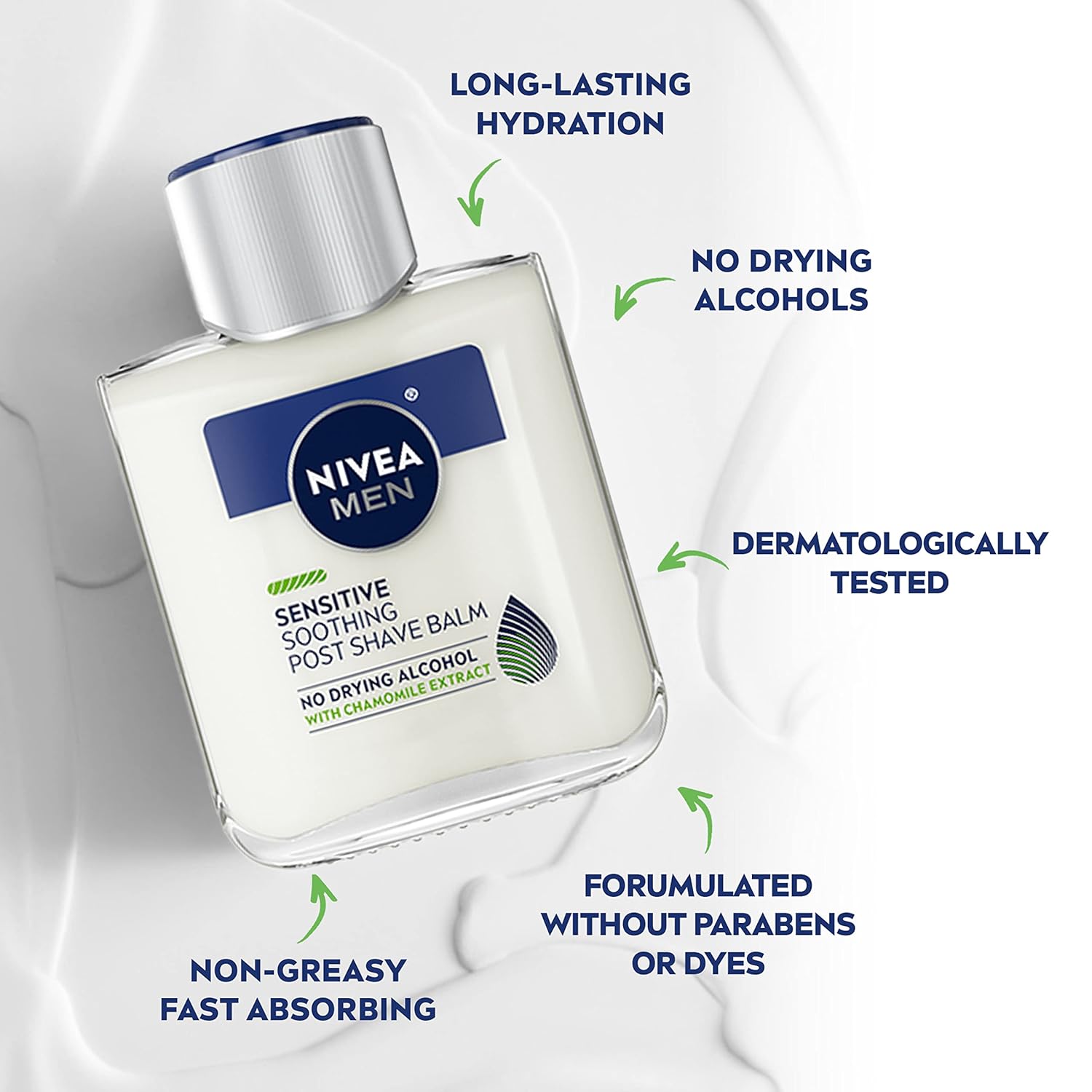 Nivea Men Sensitive Soothing Post Shave Balm with Vitamin E, Chamomile and Witch Hazel Extracts, Alcohol Free After Shave Balm for Men, 3 Pack of 3.3 Fl Oz Bottles : Beauty & Personal Care