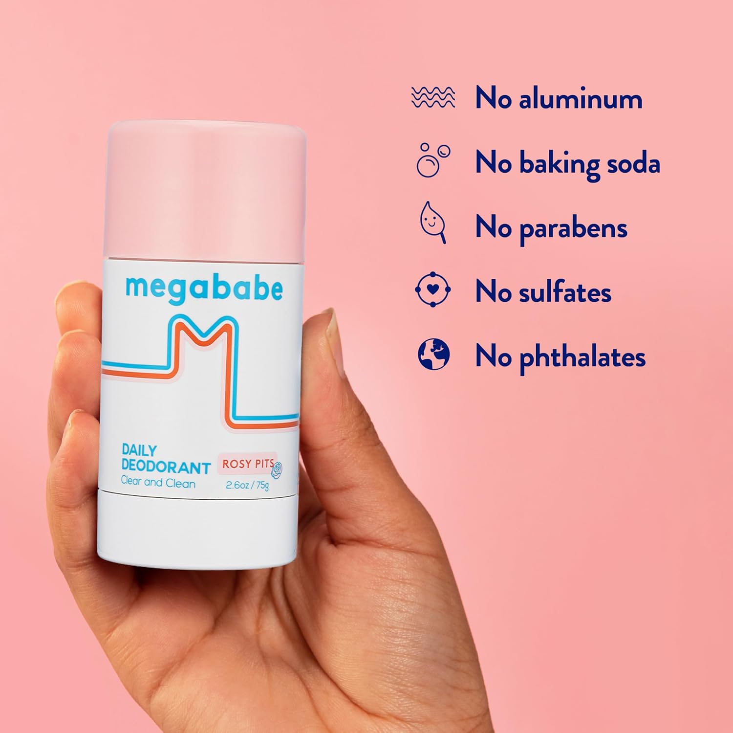 Megababe Daily Deodorant - Rosy Pits | 72 Hour Odor Protection | Aluminum-Free, Clear & Clean | 2.6 Oz : Beauty & Personal Care