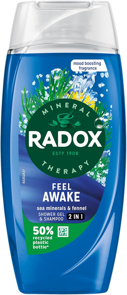 Radox Mineral Therapy Feel Awake Men 2In1 Shower Gel & Shampoo With Fennel & Sea Minerals - 225Ml (Pack Of 6)