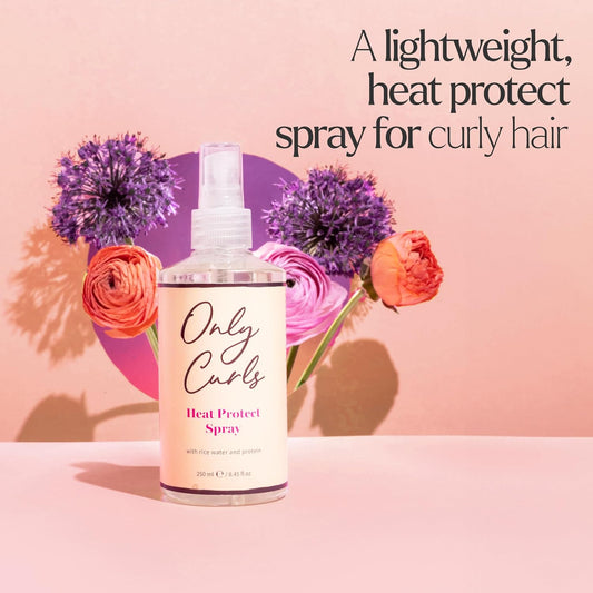 Only Curls Heat Protectant Spray, 250Ml, Curly Hair Product, Lightweight & Protecting Treatment, Hydrated, Frizz-Free Curls, Thermal Protection, For All Curly Hair Types