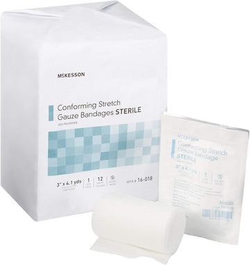 McKesson Conforming Stretch Gauze Bandages, Sterile, 3 in x 4 1/10 yd, 12 Count