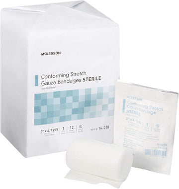 Mckesson Conforming Stretch Gauze Bandages, Sterile, 3 In X 4 1/10 Yd, 12 Count