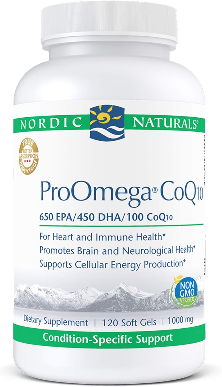 Nordic Naturals Proomega Coq10 - Fish Oil, 650 Mg Epa, 450 Mg Dha, 100 Mg Coq10, Promotes Neurological Health And Cellular Energy Production*, 120 Soft Gels