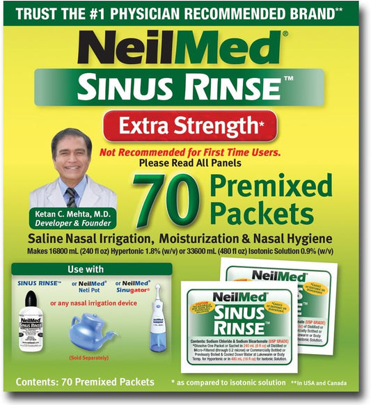 Neilmed'S Sinus Rinse Extra Strength Pre-Mixed Hypertonic Packets, 70 Count Box