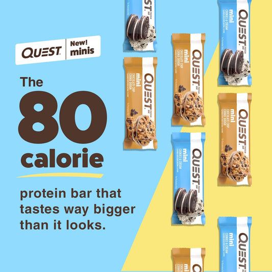 Quest Nutrition Mini Protein Bars Bundle, Chocolate Chip Cookie Dough And Cookies & Cream, High Protein, Low Carb, Keto Friendly, 14 Count Each