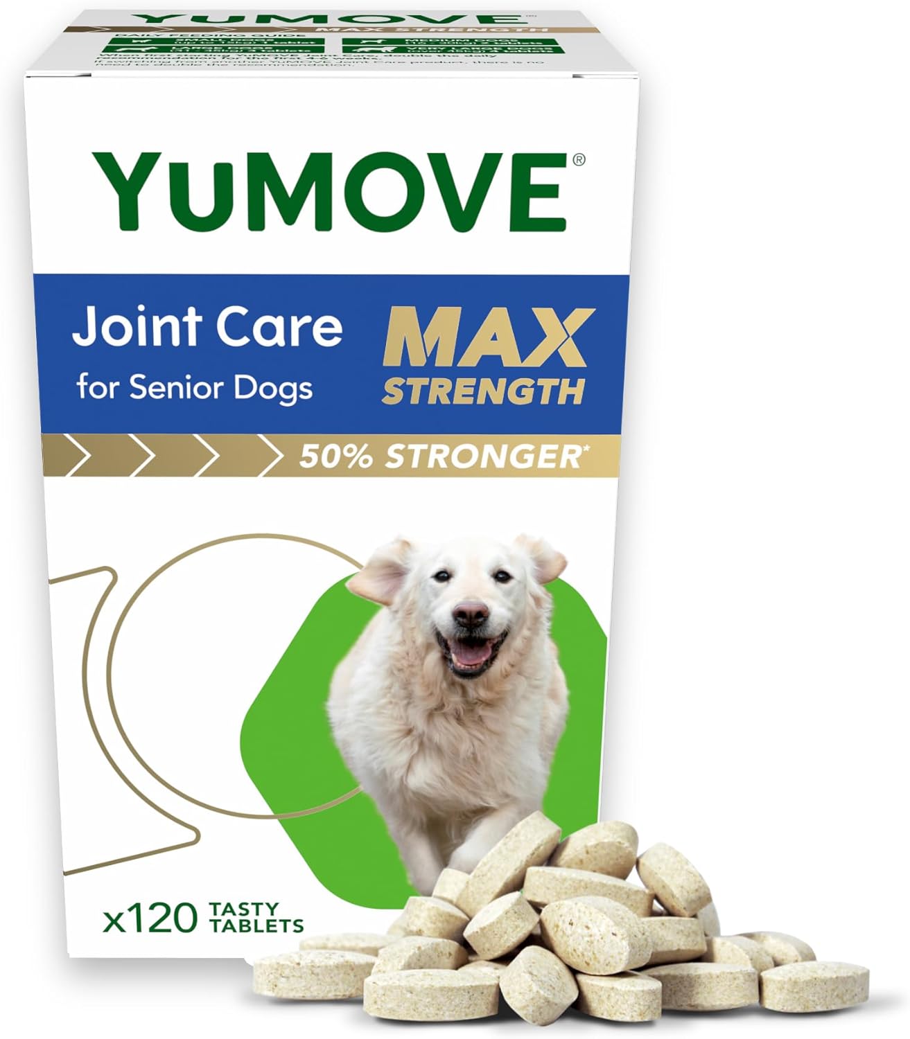 YuMOVE Senior MAX Strength | Maximum Strength Joint Supplement for Older, Stiff Dogs with Glucosamine, Chondroitin, Green Lipped Mussel | Aged 9+ | 120 Tablets?YMSM120