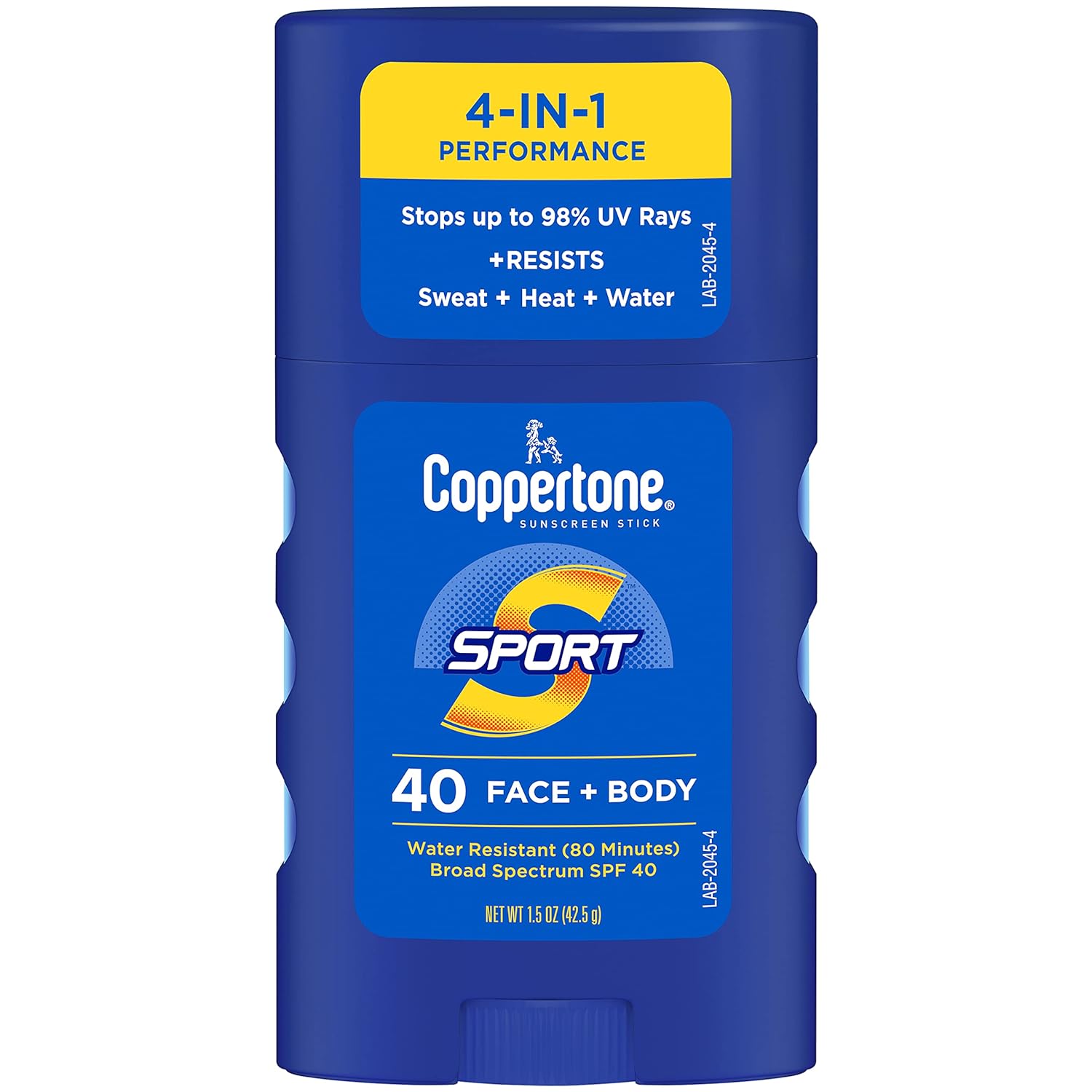 Coppertone SPORT Sunscreen Stick SPF 40, Water Resistant Stick Sunscreen, Travel Size Sunscreen for Face and Body, 1.5 Oz Stick