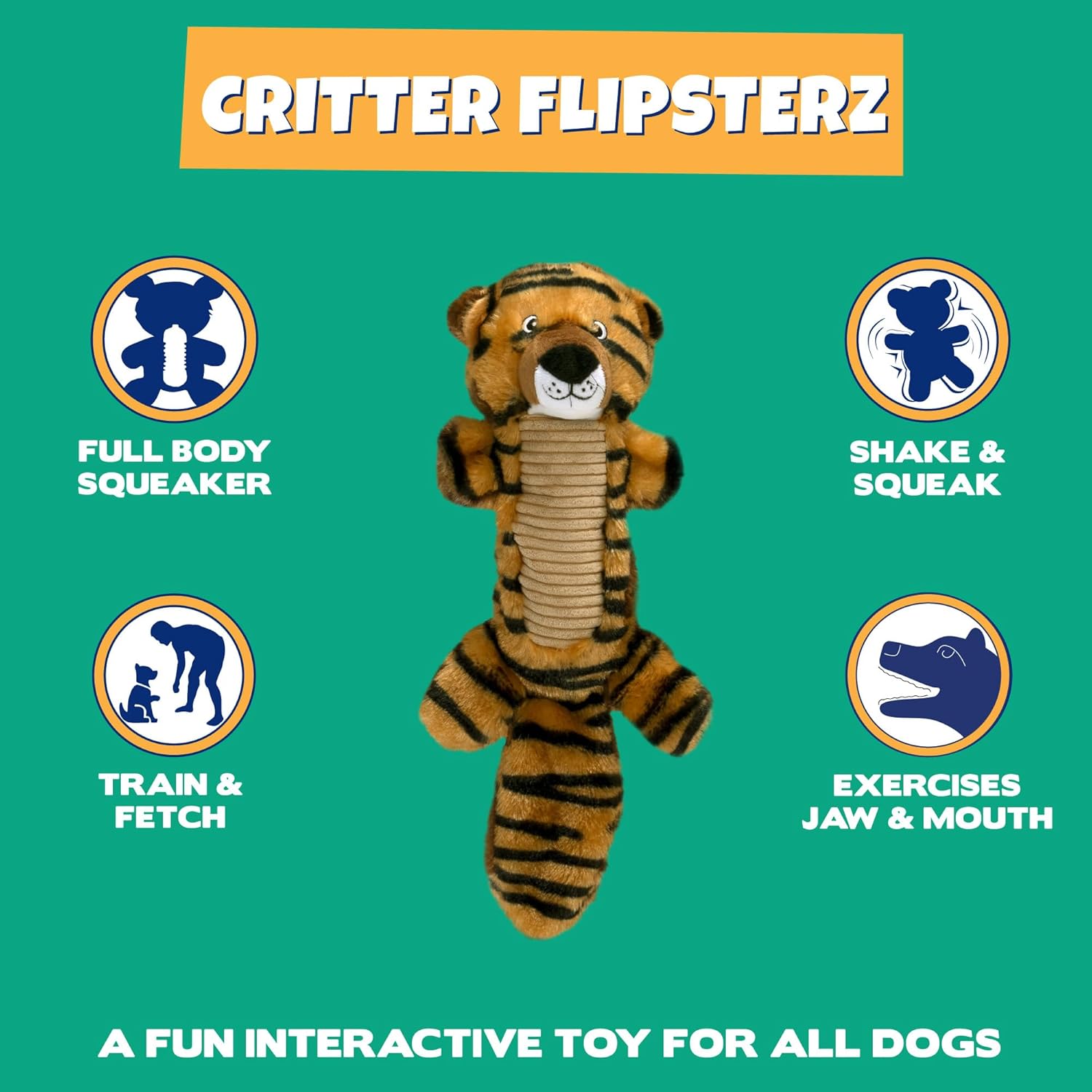 Pet Supplies : Pet Factory Shake & Squeak Flipsterz Plush Dog Toy, Randomly Selected - Tiger-Boar OR Beaver-Raccoon, One Size : Amazon.com