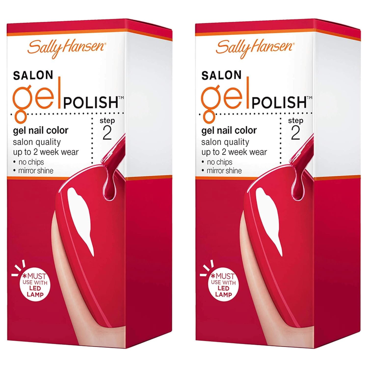 Sally Hansen Salon Gel Polish™, Red My Lips, Pack Of 2, Long Lasting, Chip Resistant, Led Lamp Required