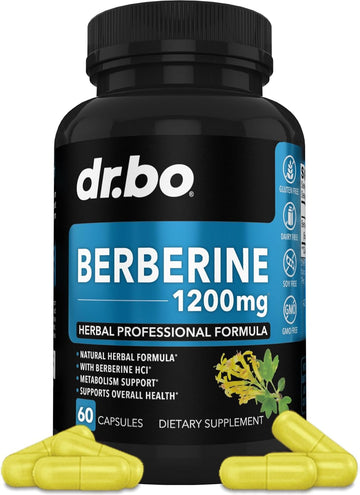 Berberine Supplement Capsules - 1200Mg Berberine Hcl Supplement For Healthy Metabolic Support - Premium Natural Complex For Women & Men, Pure Support Capsules Supplements - 60 Pills