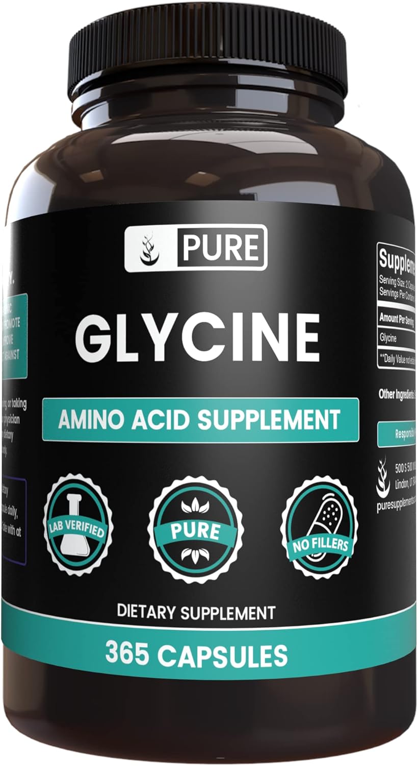 Pure Original Ingredients Glycine (365 Capsules) No Magnesium Or Rice Fillers, Always Pure, Lab Verified