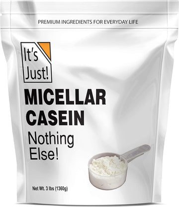 It's Just! - 100% Casein Protein Powder, Unflavored, 3lbs (48oz), Made