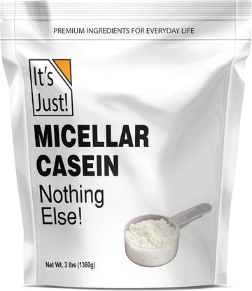 It'S Just! - 100% Casein Protein Powder, Made In Usa, One Ingredient, Slow Burning, Time Release, 6.9G Bcaas, 1G Carb, Non-Gmo (Unflavored, 3Lbs/48Oz)