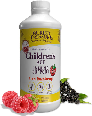 Buried Treasure Childrens Acf - 16Oz. 16 Serving With Elderberry, Vitamin C, Zinc, Echinacea For Kids Immune Support, 0 Sugar