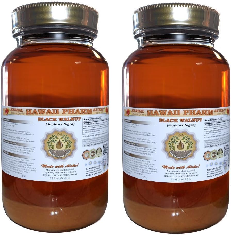 Black Walnut Liquid Extract, Organic Black Walnut (Juglans Nigra) Tincture Supplement 2X32 Oz Unfiltered