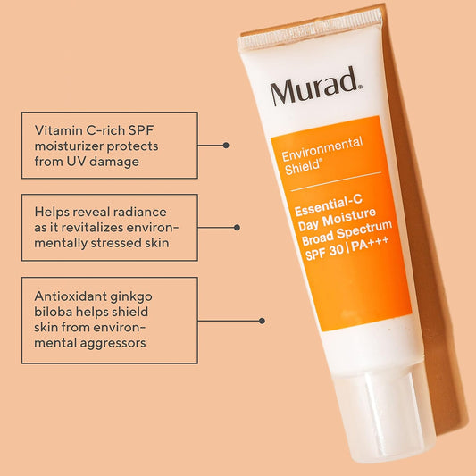 Murad Essential-C Day Moisture Broad Spectrum Spf 30 - Environmental Shield Spf Facial Moisturizer Cream - Vitamin & Antioxidant Rich Treatment Backed By Science, 0.8 Fl Oz