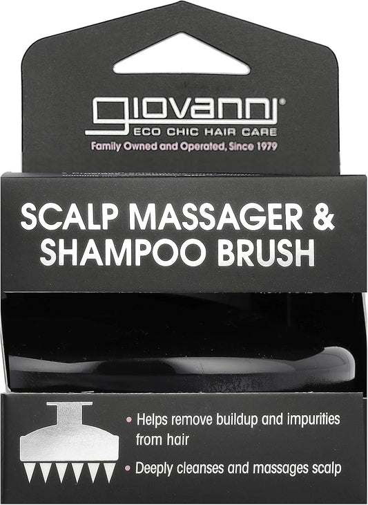 Giovanni Scalp Massager & Shampoo Brush - Shampoo Massager Brush Scrubber, Head Scrubber For Washing, For All Hair Types - Black Handle, Silicone Teeth