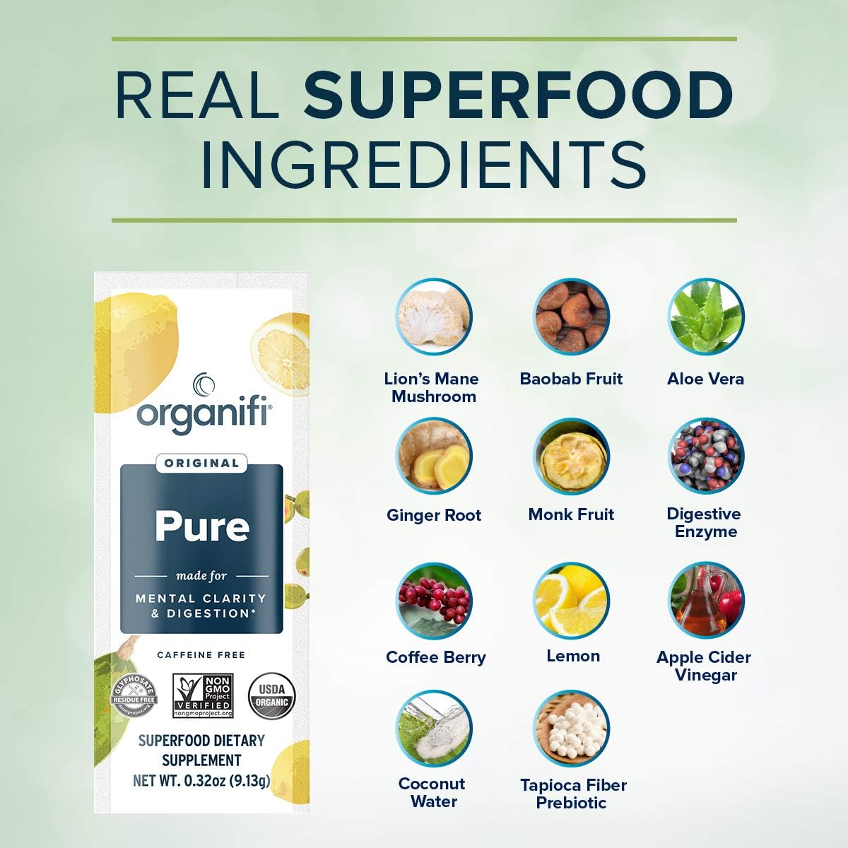 Buy Organifi: Pure Smart Packs - Organic Brain And Immunity Support - Revitalizes Daily Mental Focus - Lemon Flavor, 3 Pack On  Free Shipping On Qualified Orders