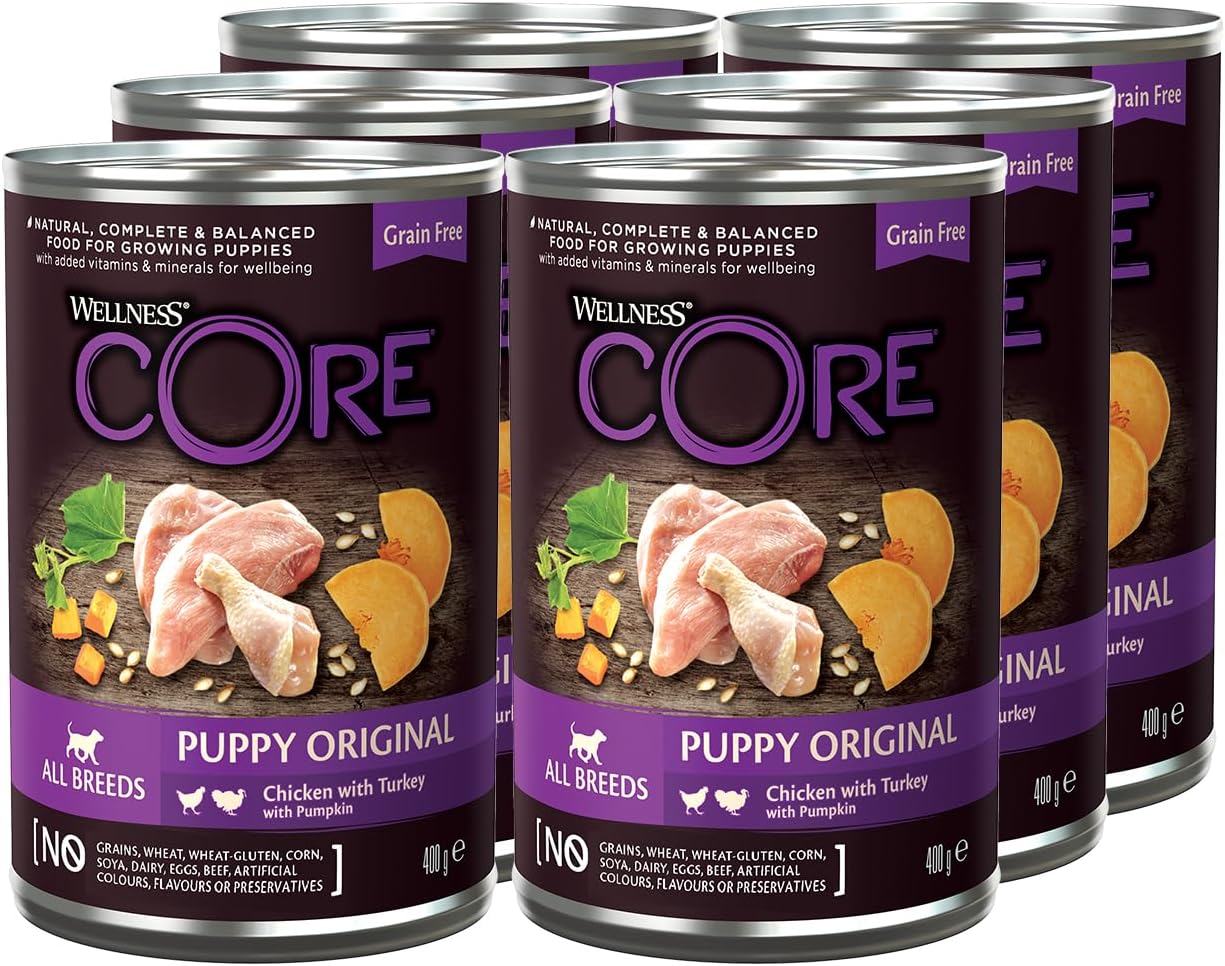 Wellness CORE Puppy Original, Wet Dog Food, Grain Free Puppy Food Wet, High Meat Content, Chicken & Turkey, 6 X 400 G?10870