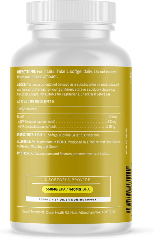 Omega 3 Fish Oil: One-A-Day (Full-Year 360-Day Supply) - 1000Mg Fish Oil Per Softgel With 180Mg Epa, 120Mg Dha & 3Mg Vitamin E - Premium Heart & Brain Health Boost By Feel Amazing
