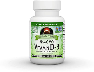 Source Naturals Vegan True, Non-Gmo Vitamin D-3, 2,000 Iu, For Immune And Bone Health* (60 Capsules)