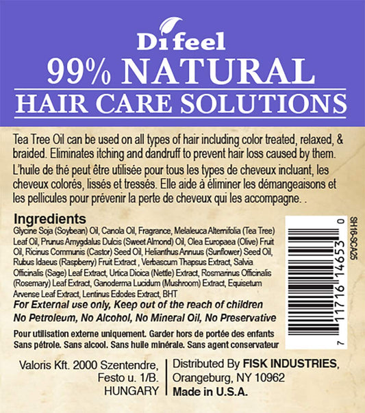 Difeel 99% Natural Therapeutic Hair Care Solutions - Scalp Care 2.5 Ounce