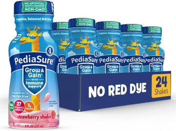 Pediasure Grow & Gain With Immune Support, Kids Protein Shake, 27 Minerals & Vitamins For Kids, 7G Protein, Helps Kids Catch Up On Growth, Non-Gmo, Gluten-Free, Strawberry, 8-Fl-Oz Bottle, Pack Of 24