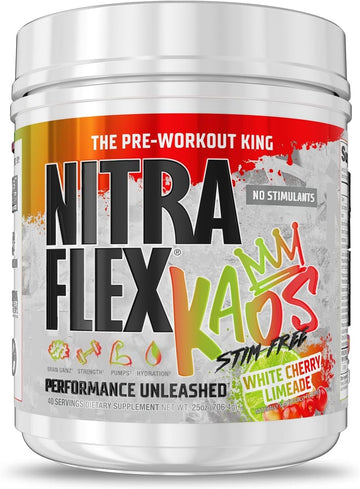 Gat Sport Nitraflex® Kaos Stim-Free Pre-Workout Berry Lemonade, Nitric Oxide & Focus Matrix With Citrulline, Beta-Alanine, Creatine, Cgmp Certified, 40 Servings
