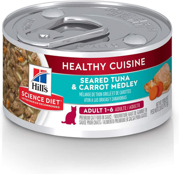 Hill'S Science Diet Healthy Cuisine, Adult 1-6, Great Taste, Wet Cat Food, Seared Tuna & Carrot Stew, 2.8 Oz Can, Case Of 24