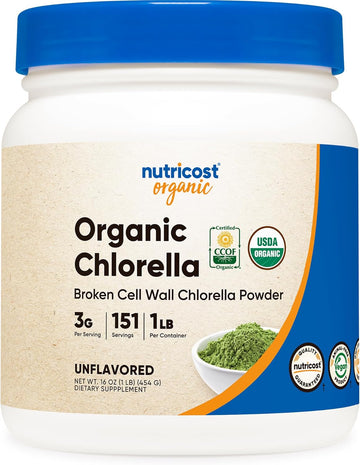 Nutricost Organic Chlorella Powder 16Oz (1Lb) - 3G Per Serving