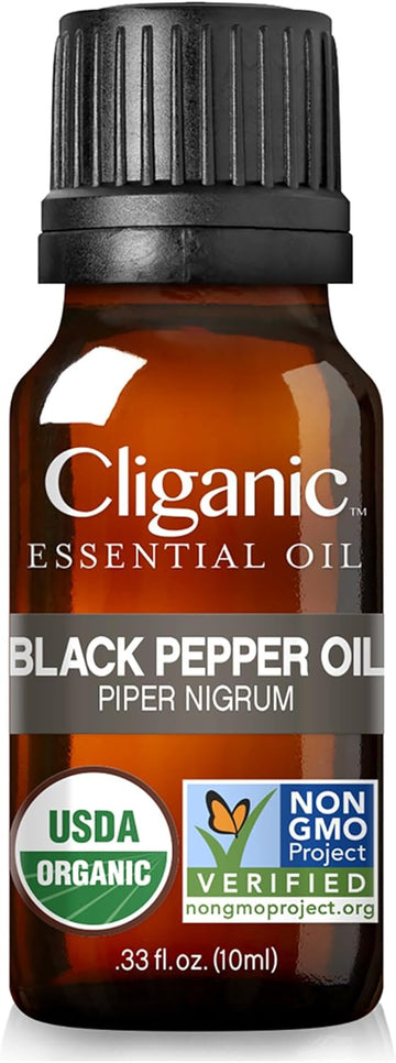 Cliganic Organic Black Pepper Essential Oil, 100% Pure Natural For Aromatherapy | Non-Gmo Verified