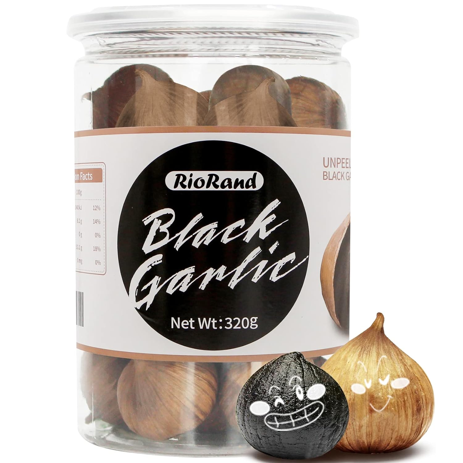 RioRand Black Garlic 320g Whole Black Garlic Aged for Full 90 Days Black Garlic Jar 0.7 Pounds