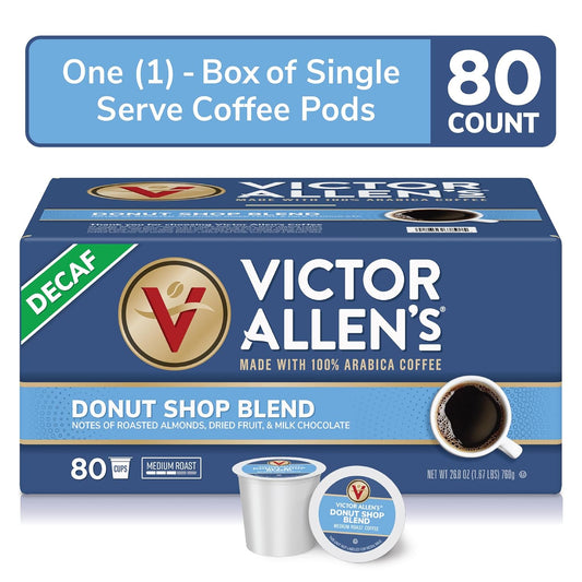 Victor Allen'S Coffee Decaf Donut Shop Blend, Medium Roast, 80 Count, Single Serve Coffee Pods For Keurig K-Cup Brewers