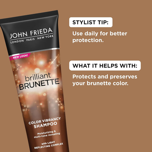 John Frieda Brilliant Brunette Shampoo, Multi-Tone Color Protecting Shampoo, Helps Unlock Vibrant Color, 8.45 Ounce (2 Pack)