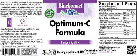 Bluebonnet Optimum C Formula Vegetable Capsules, 180 Count