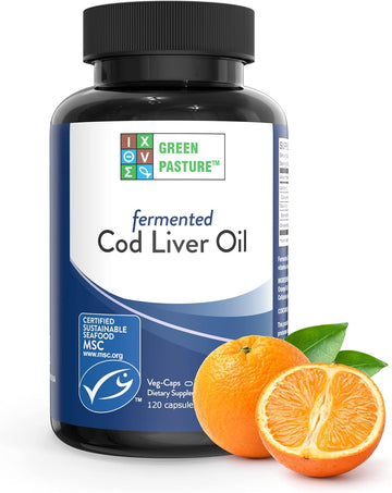 Green Pasture Fermented Cod Liver Oil Orange Flavor 120 Caps