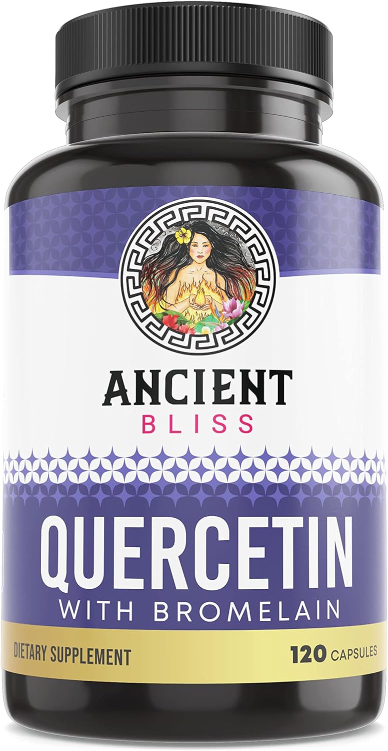 Ancient Bliss Quercetin with Bromelain | Quercetin 1000mg Bromelain 200mg per Serving | Supports Immune System, Joint Health, Respiratory Health & Overall Well-Being ? 120 Capsules