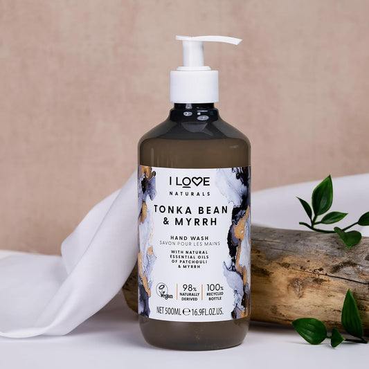 I Love Naturals Tonka Bean & Myrrh Hand Wash, Natural Oils Of Patchouli & Myrrh, Gently Removes Impurities, Refreshing & Cleansing Formula, 500Ml