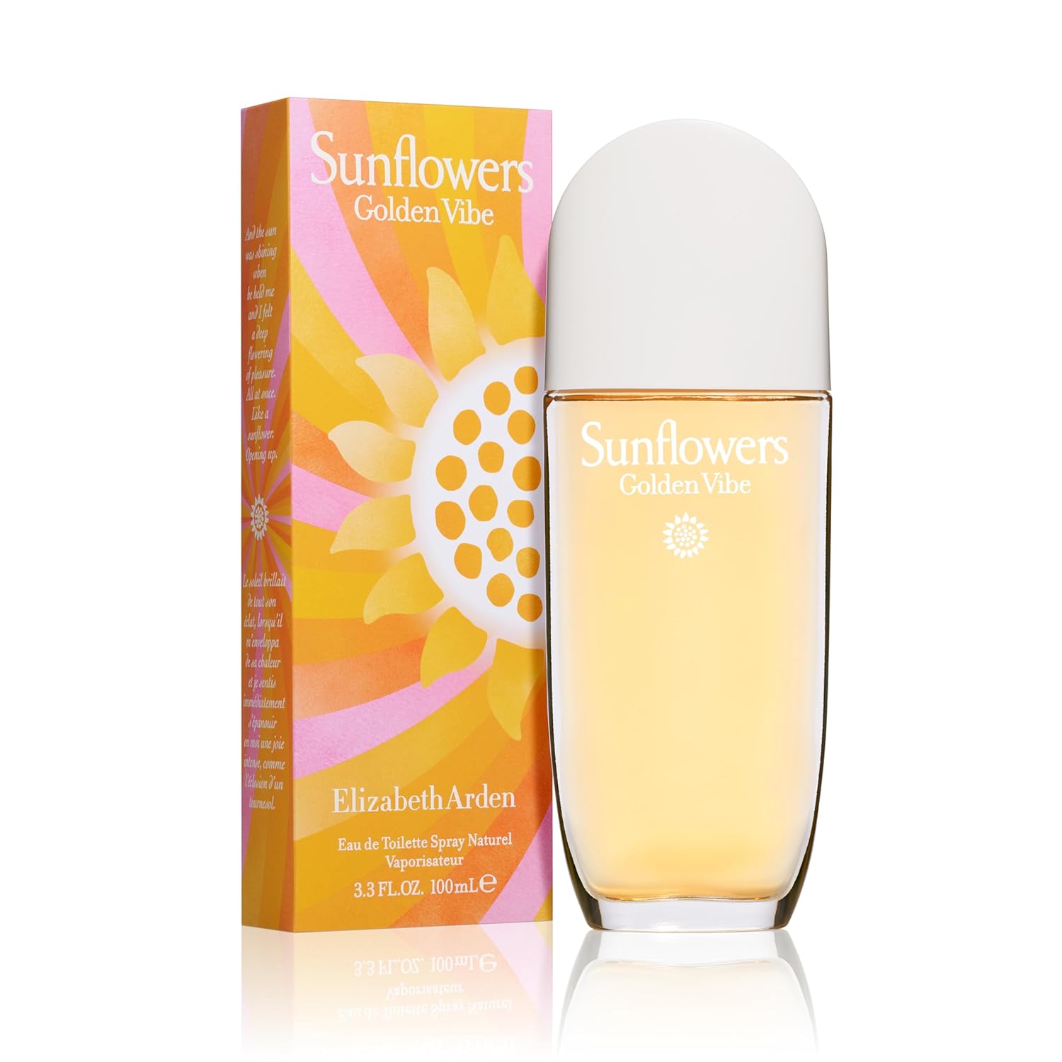 Elizabeth Arden Sunflowers Golden Vibe Women'S Perfume, Floral Parfum, Notes Of Vanilla, Petit Grain, & Coconut Flower, Eau De Toilette, 3.3 Fl Oz