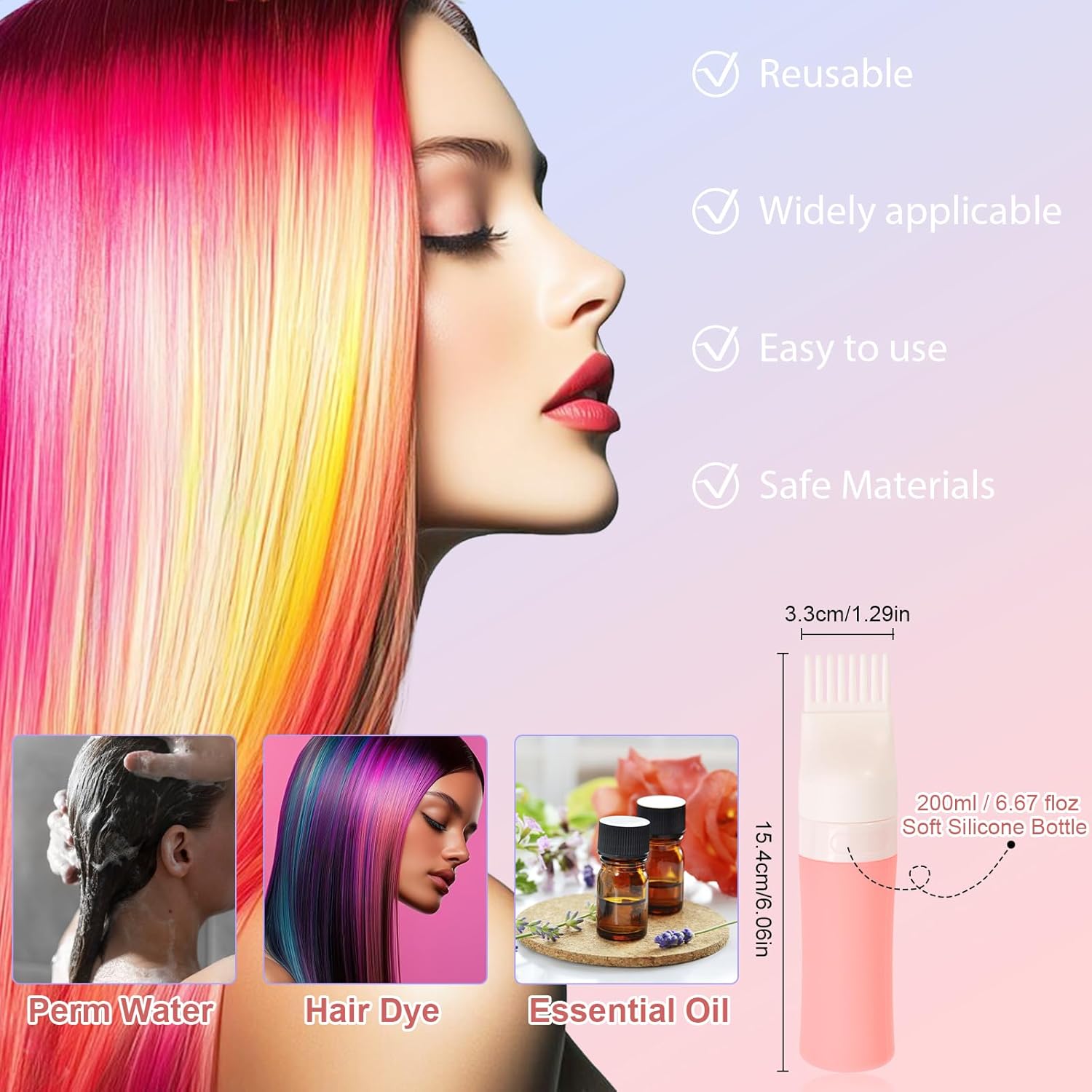 Duaiu Hair Oil Applicator With Continuous Spray Bottle Hair Scalp Massager, Silicone Root Comb Applicator Bottle Shampoo Brush And Mister Spray Bottles For Hair Dye And Hair Care : Beauty & Personal Care