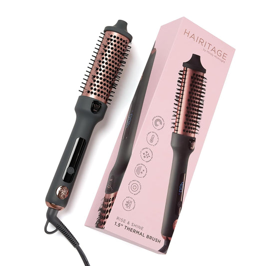 Hairtage Heated Curl Brush - 1.5 Inch Thermal Round Brush For Smooth & Frizz-Free Hair - 10 Minute Blowout - Effortless Curls - Refresh Your Look -Ceramic Tourmaline Ion Technology - Up To 400 Degrees