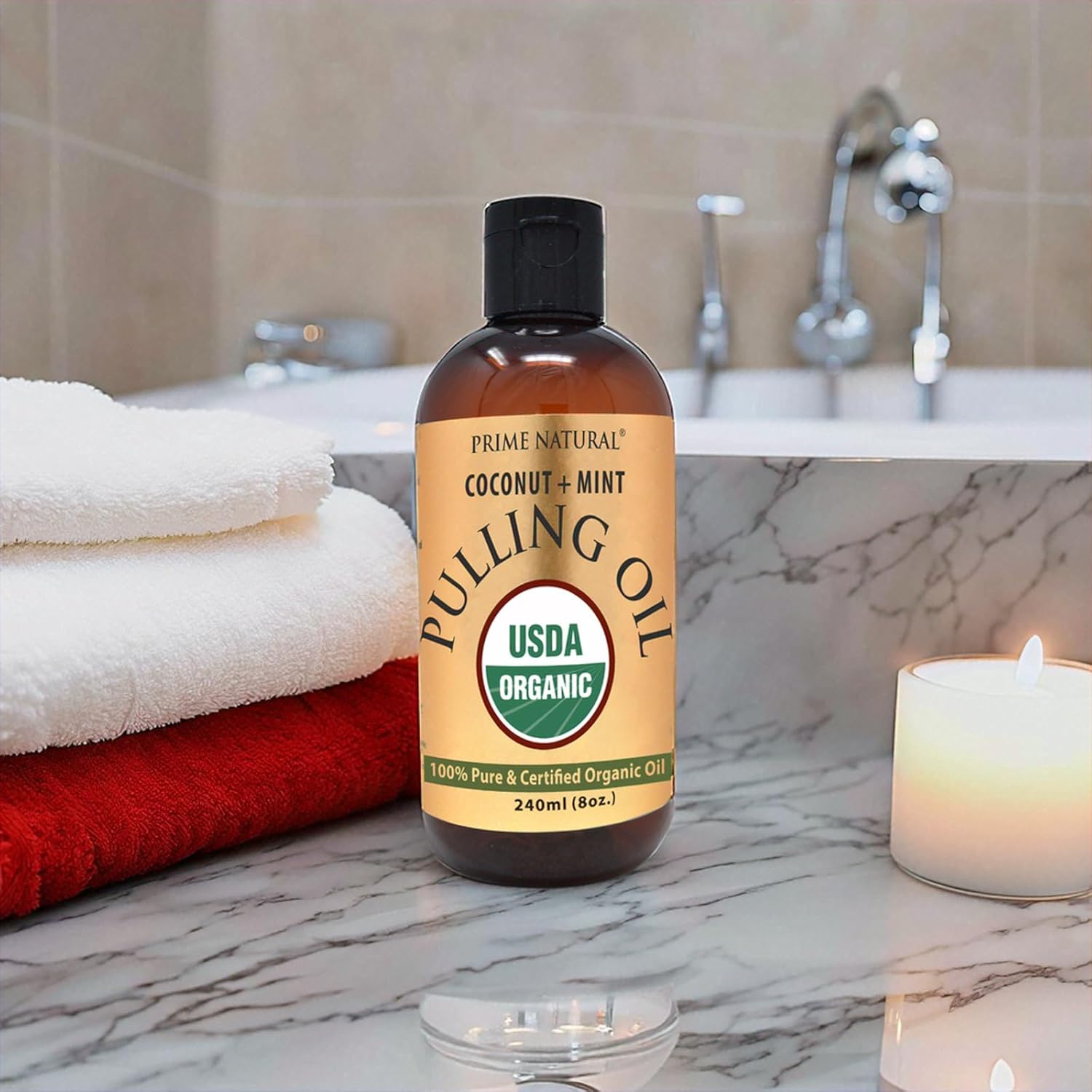 Prime Natural Oil Pulling With Organic Coconut & Organic Peppermint Oil 8Oz | Cocomint | Natural Oral Care & Teeth Whitening | Alcohol Free Mouthwash Freshens Breath, Healthier Teeth & Gums : Baby