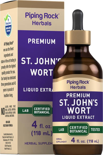 Piping Rock St Johns Wort Tincture Liquid | 4 fl oz | Premium Extract Drops | Botanical Herb Supplement | Alcohol Free, Non-GMO, Gluten Free