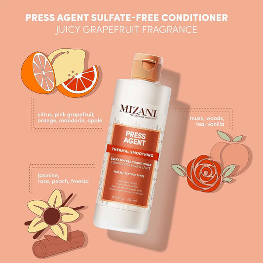 Mizani Press Agent Sulfate-Free Conditioner - Detangles Hair For Heat Styling, Blowout & Silk Press And Seals Hair From Humidity, Thermal Smoothing With Argan Oil