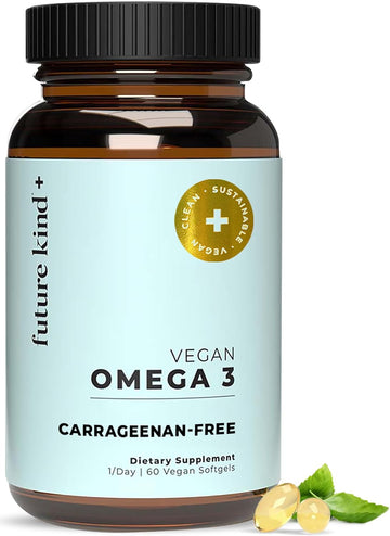 Future Kind Vegan Omega 3 Supplement - Glass Bottle, Carrageenan-Free Algae, Dha & Epa For Joint & Mood Support - 2 Month Supply For Kids & Adults